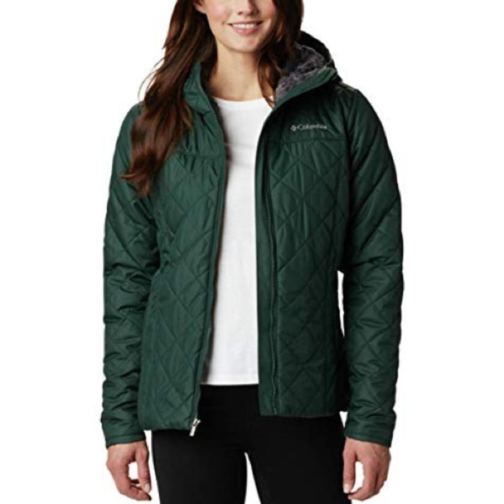 Columbia Copper Crest Diamond Quilted Fleece-Lined Hooded Coat Spruce Green XXL